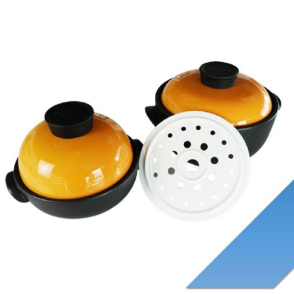 Second image of Color King LPT-1805 OR Braising Pot 1500ML + Stock Pot 2200ML + Steamer Tray Combo Set Orange