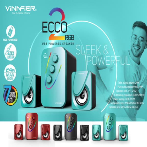 Second image of Vinnfier Ecco 2 RGB USB Powered Speaker Turquoise