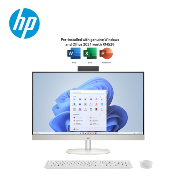 HP 24-Cr1004D 23.8" FHD All-in-One Desktop PC Shell White ( CU5-125U, 16GB, 512GB SSD, Intel Iris Xe, W11, H&S )