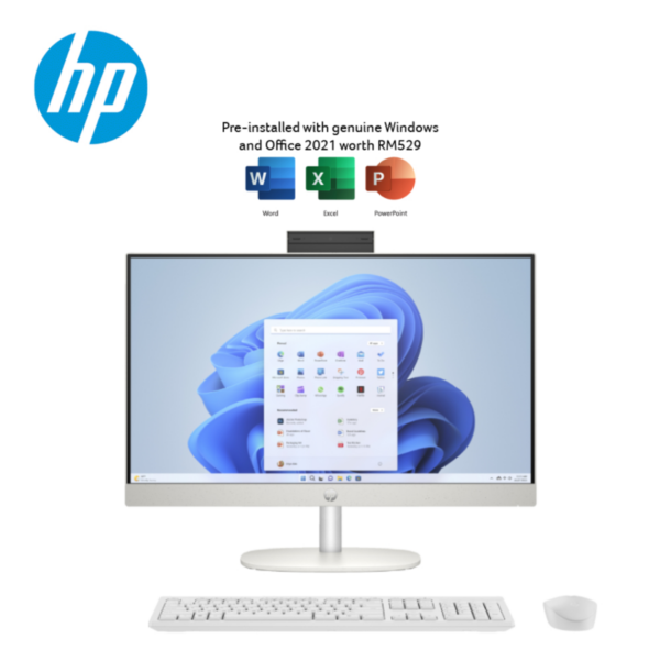 HP 24-cr0016d 23.8" FHD All-in-One Desktop PC Shell White ( Ryzen 3 7320U, 8GB, 512GB SSD, ATI, W11, H&S )