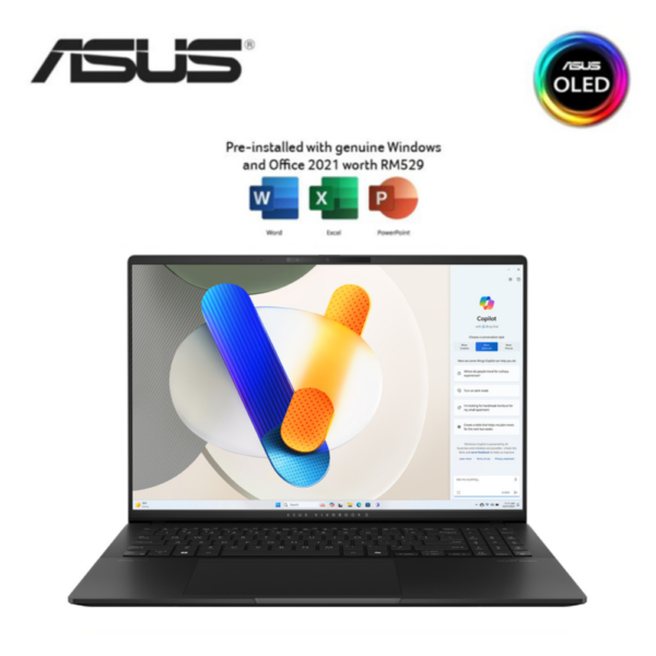 Asus VivoBook S 16 OLED S5606M-AMX278WSM 16'' 3.2K Laptop Neutral Black ( CU7-155H, 16GB, 512GB SSD, Intel, W11, HS+M365 )