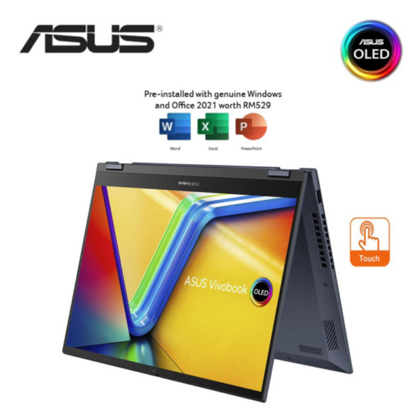 Asus Vivobook S 14 Flip TN3402Y-ALZ319WSM 14'' WUXGA Touch Laptop Blue ( Ryzen 5 7430U, 16GB, 512GB SSD, ATI, W11, HS+M365 )