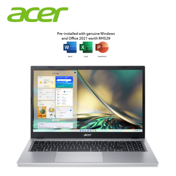 Acer Aspire 3 A315-24P-R6GK 15.6'' FHD Laptop Pure Silver ( Ryzen 5 7520U, 8GB, 512GB SSD, ATI, W11, HS )